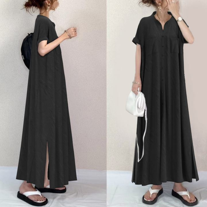 ラス1点 マキシ丈 ワンピース 体型カバー スタンドネック マタニティ ゆったり