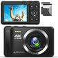 デジカメ4Kデジタルカメラ コンパクトカメラ 30FPS 44MP YouTubeカメラAFオートフォーカス 2.4インチ 充電式 16倍デジタルズーム 初心者向けクリスマスポケットカメラ子供用誕生日 軽量 携帯便利 日本語説明書 予備バッテリー付き4400万画素数 ブラック