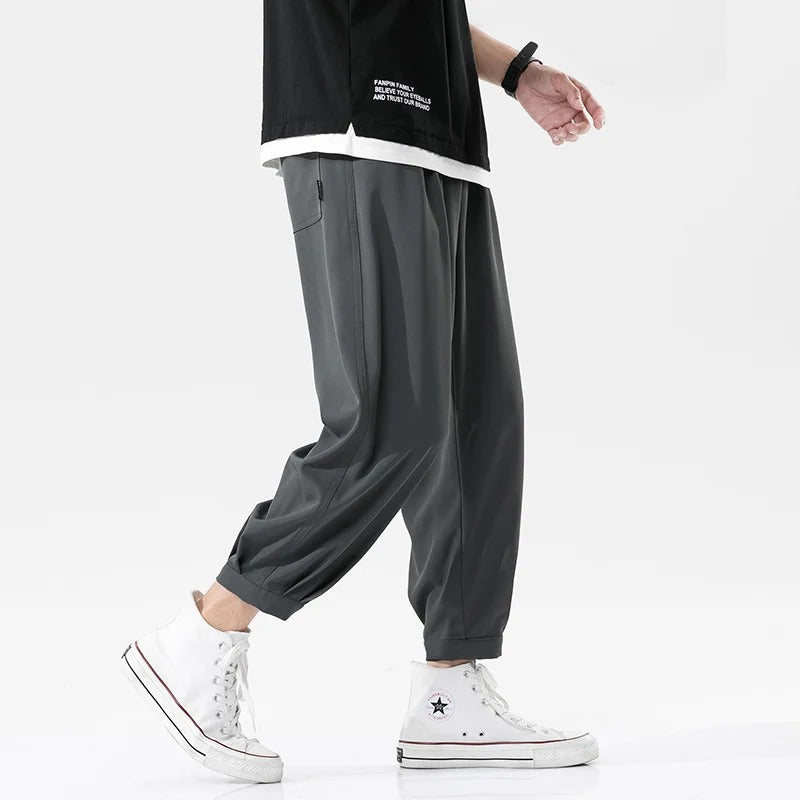 【オシャレなメンズパンツ】９分丈、冷感、ゆったり、快適、着瘦せ効果